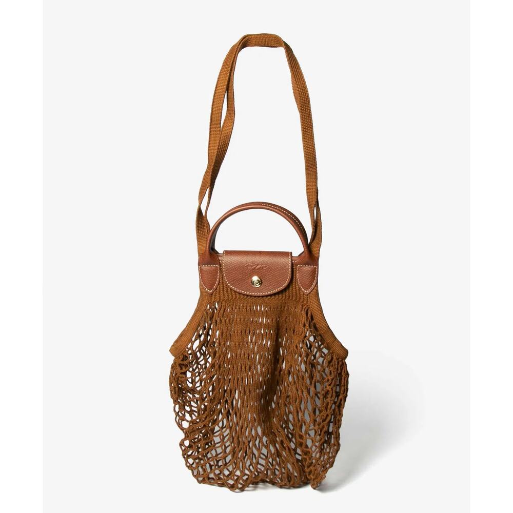 Longchamp Le Pliage Filet Mesh Knit Shoulder Bag in Tobacco - Picture 7 of 8